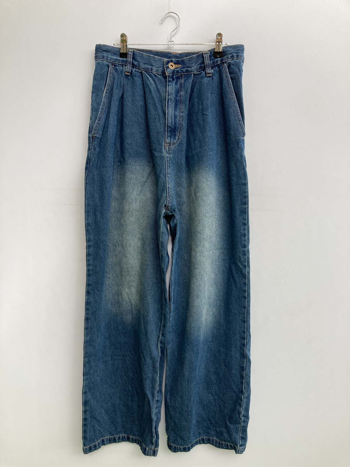 【中古】kutir クティール デニムパンツ M ブルー フルレングス 無地 ワイド・ルーズ ストレート レギュラー ヴィンテージ メンズ