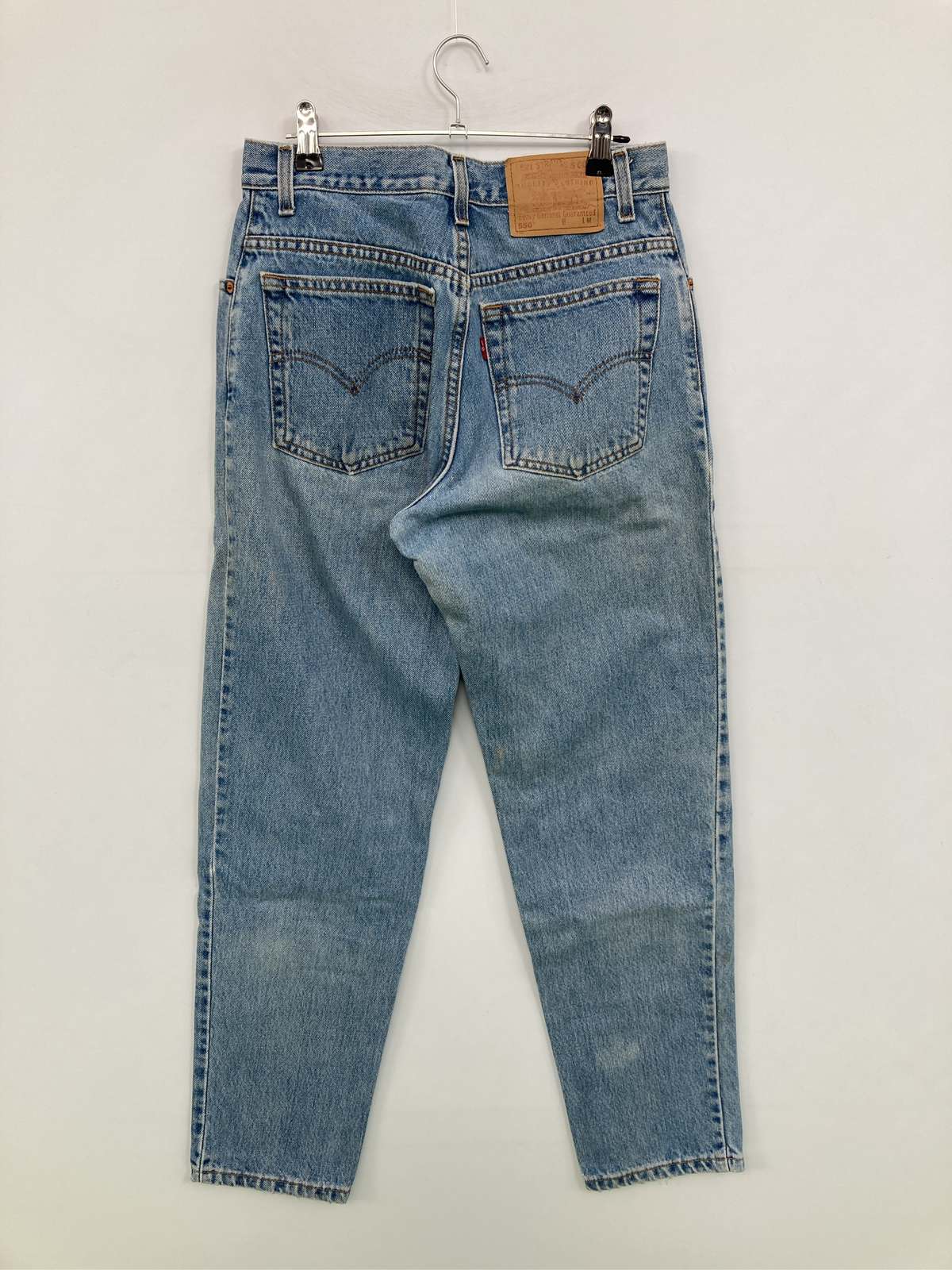 【中古】LEVI STRAUSS & CO. リーバイストラウスアンドカンパニー デニムパンツ 9 JR. M ブルー フルレングス 無地 ブランドロゴ ワンポイント スタンダード テーパード レギュラー ヴィンテージ レディース