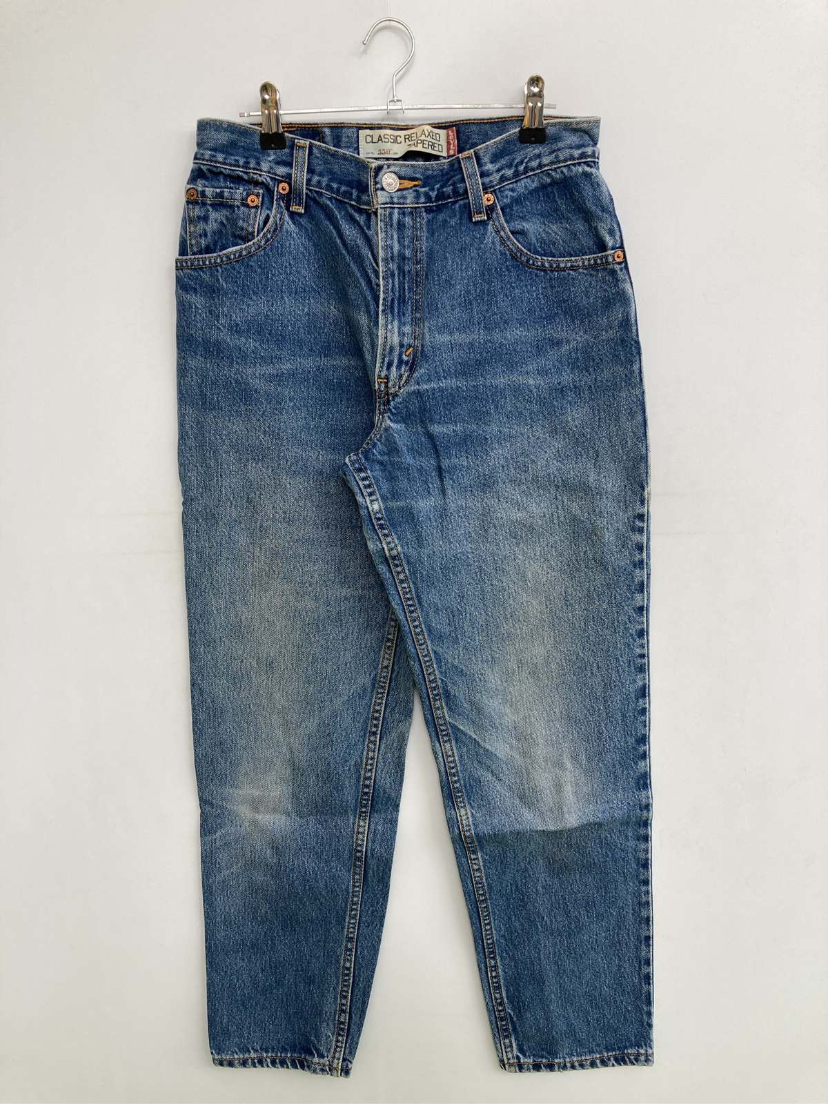 【中古】LEVI STRAUSS & CO. リーバイストラウスアンドカンパニー デニムパンツ 10 M ブルー フルレングス クロップド・半端丈 無地 ワンポイント ワイド・ルーズ スタンダード テーパード ストレート レギュラー ヴィンテージ レディース
