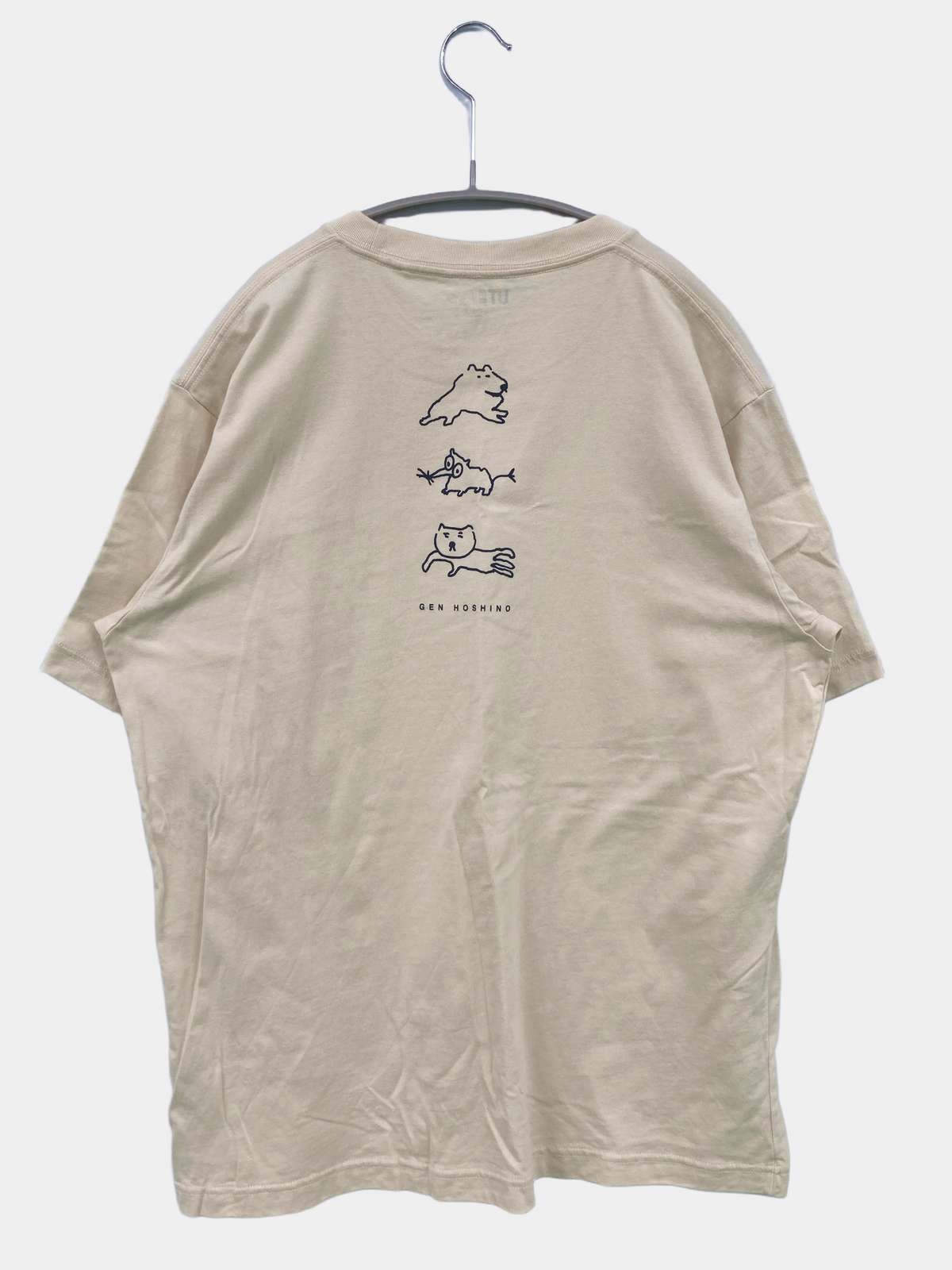 【中古】UNIQLO UT ユニクロユーティー Tシャツ/カットソー L ベージュ 無地 ワンポイント ミドル丈 半袖 クルーネック(丸首) レディース digdig-10073042 digdig 楽天市場店 サンプル画像2