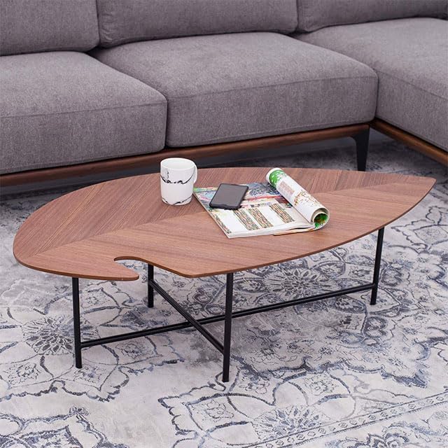 【訳あり】サイドテーブル コーヒーテーブル リーフ型 テーブル ローテーブル 座卓 木製 ウォールナッ..