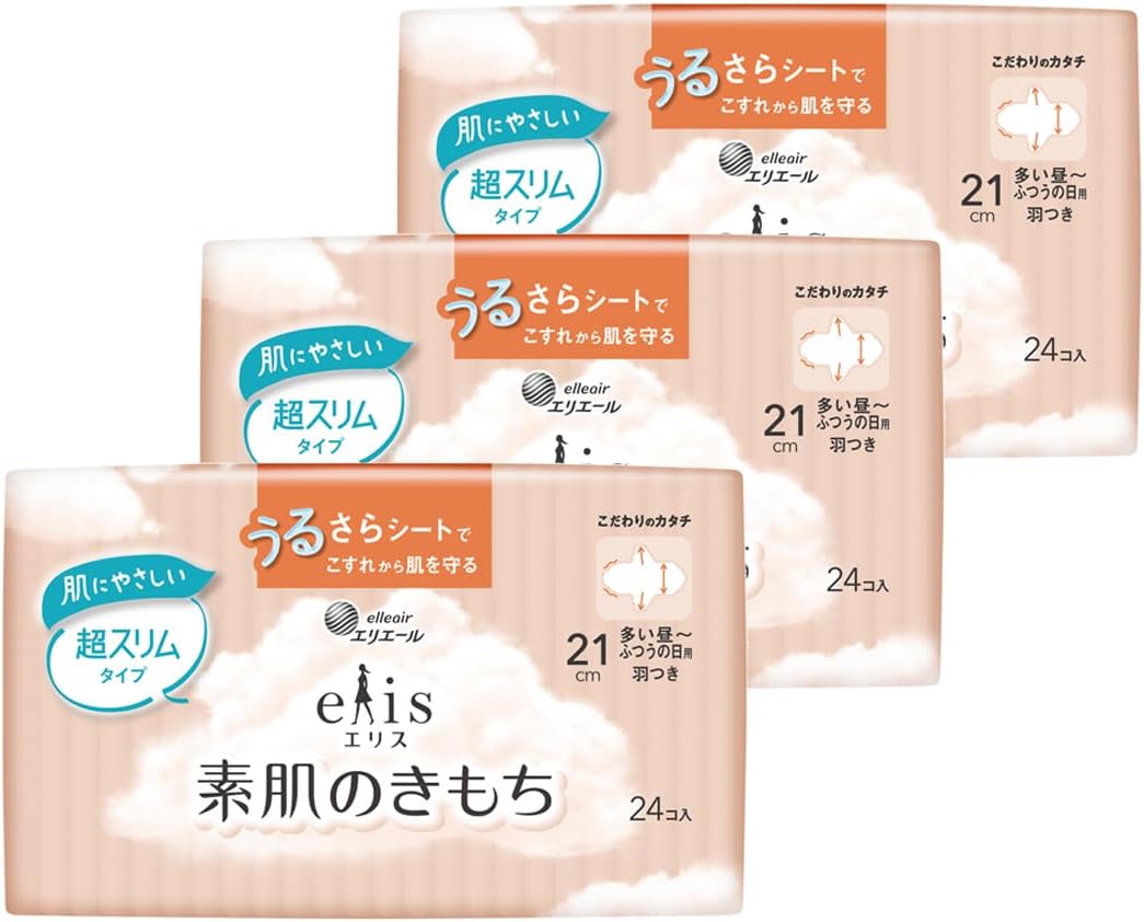 乐天商城 - 【訳あり】エリス 素肌のきもち 超スリム 羽つき 21cm(多い昼~ふつうの日用)72枚(24枚×3パック)【まとめ買い】4902011109566