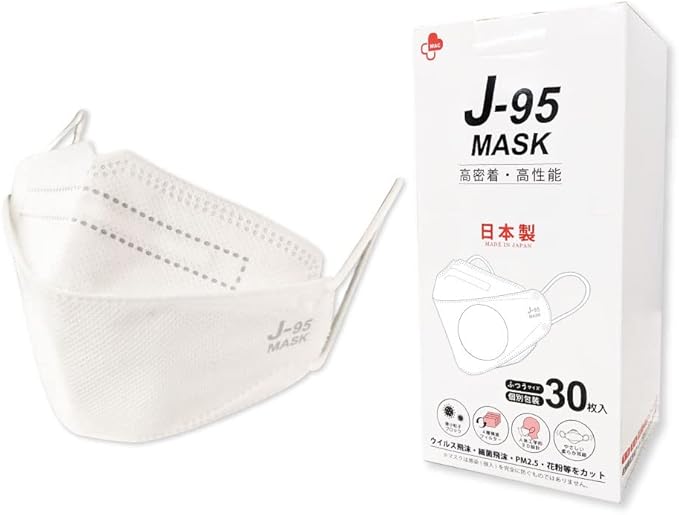 【訳あり】【日本製 JIS規格】J-95 MAID IN JAPAN【30枚個別包装】 日本製 カジュアル スーツに似合う4層 3D立体フィットマスク 不織布マスク 無地色マスク JN95MASKの新型 【ホワイト】 X0011WNTHH B08W55WRSF