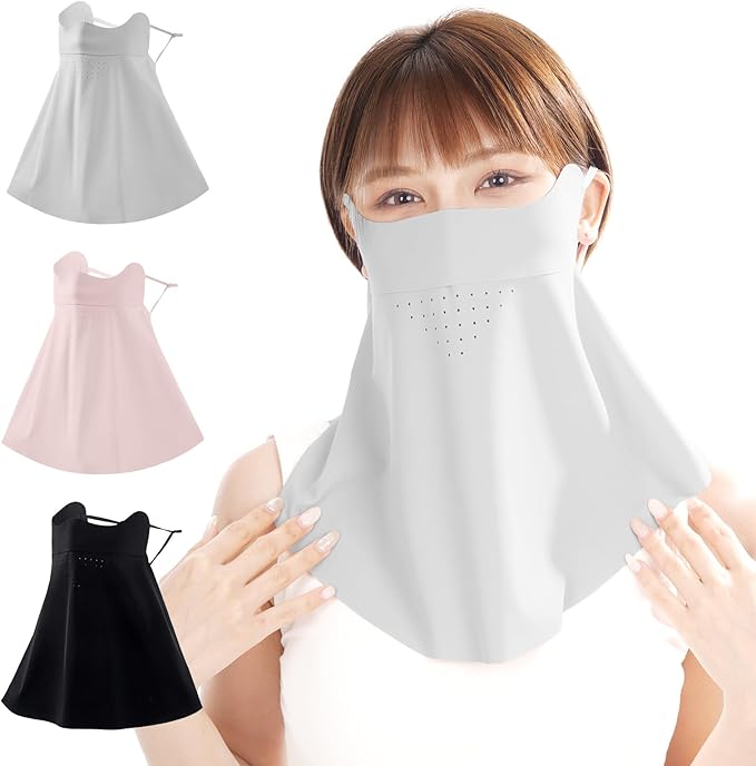 【訳あり】MIZIKIRIN 2025夏新登場 冷感 フェイスカバー 日除けマスク フェイスガード 特許出願 30個呼吸穴 息苦しくない UVカットマスク UPF50 調節可能 アウトドア スポーツ バイク キャンプ ゴルフ 長め1枚 グレー 男女兼用B0F1Y2KGGR X001AC4UK3