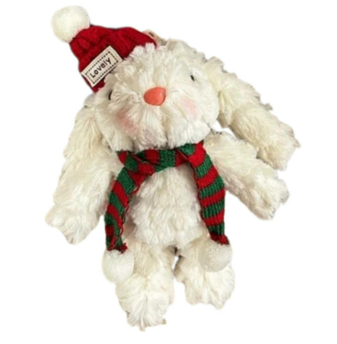 【訳あり】NASSIA 可愛い ウサギのぬいぐるみキーチェーン おもちゃ ぬいぐるみ人形 クリエイティブキーホルダー 装飾 ぬいぐるみ うさぎ（赤×緑） B0F1SY82KB X0019ZNKD9