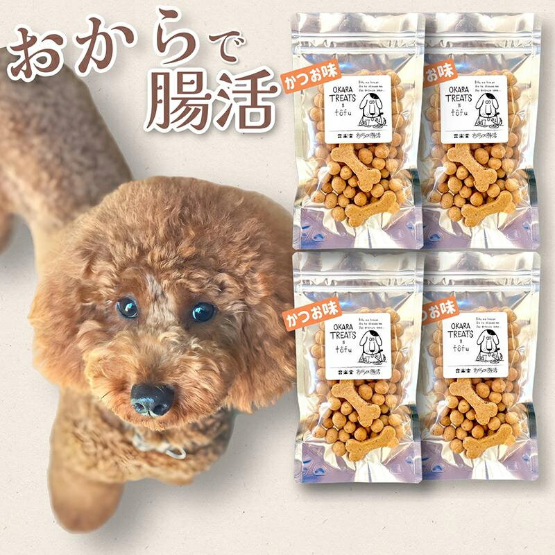 【送料無料】おからトリーツ かつお味 240g 60g×4袋 国産 無添加 ドッグフード（OKARA TREATS）【ゆうパケット便発送】