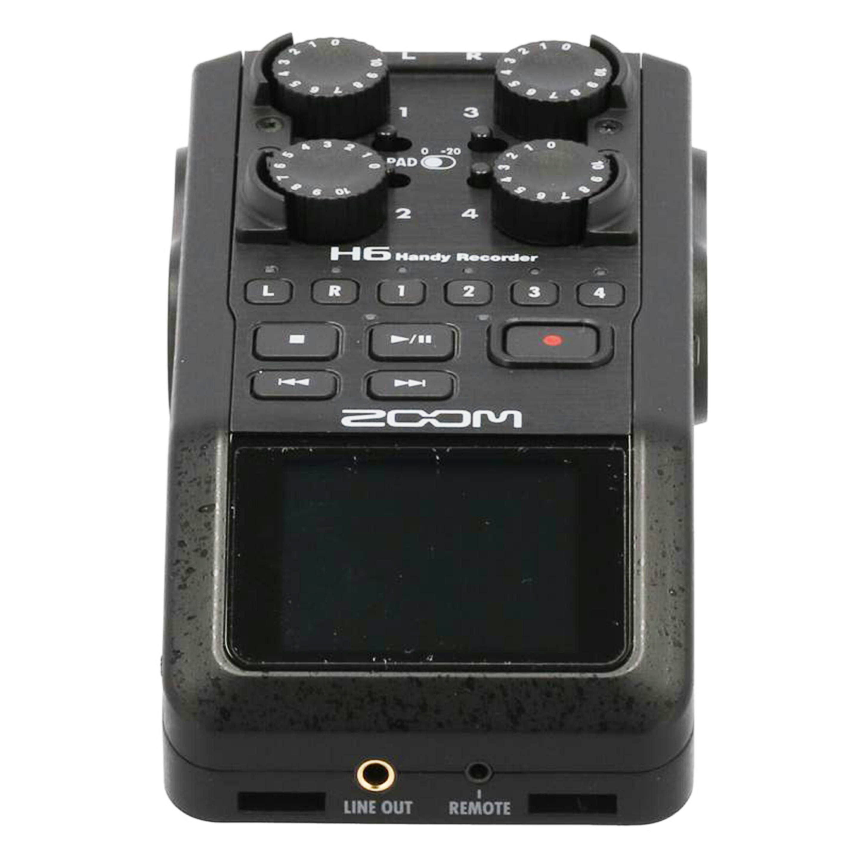 商品説明商品名楽器関連メーカーZOOM型番H6/BLK/100JP製造NoC50042854コンディションランクBランク/スレ、汚れなど使用感はありますが、通常使用に問題のない状態です。付属品付属品の有無/有　内容は画像で確認ください。状態詳細2020年発売　XYステレオマイク｢XYH-6｣が付属し、本体外観がマットブラックに加工されたモデルです。最高24bit/96kHzのWAVフォーマットで、最大6トラックの同時録音に対応。小スレありますが全体的に良好です。商品についてこの商品はつくば店で取り扱いをしております。商品の詳しい状態や情報については、店舗へお気軽にお問い合わせくださいませ。1.中古品になりますので、商品によっては細かな調整が必要な場合があります。また、新品購入時に受けられる保証やユーザー登録等のメーカーサイトサービスについては、受けられない可能性がありますので予めご了承ください。2.商品発送につきましては、梱包サイズの3辺合計160cm以上、もしくは25kgを超える場合は時間指定が出来ませんのでご了承ください。3.掲載商品は、当社が運営する実店舗でも並行販売もしております。そのため、ご注文できた場合でも在庫確認のタイムラグにより商品が欠品する場合がございます。在庫状況については細心の注意を払っておりますが、万が一売り違い等が発生した場合はご購入をキャンセルとさせていただく場合がございます。ご注文については、当店からの【ご注文ありがとうございます】メールが送信された時点で確定とさせていただきます。常に最新の在庫をご案内するよう心掛けておりますが、ご理解くださいますようお願い申しあげます。4.中古品の特性上、展示・保管状態により写真には見られない多少のスレや傷などが発生する場合がございます。商品状態は1点1点、傷・汚れなどの状態チェックをし、状態の記載と画像の記載を心がけておりますが、細かい部分の見落としや、目に見えない部分の劣化が進行している場合も考えれられます。その旨ご理解いただき、ご購入を検討下さいますようお願い申し上げます。中古 ハンディレコーダーZOOM/ズームH6/BLK/100JPコンデションランク【B】https://image.rakuten.co.jp/digirex/cabinet/6457/17/103