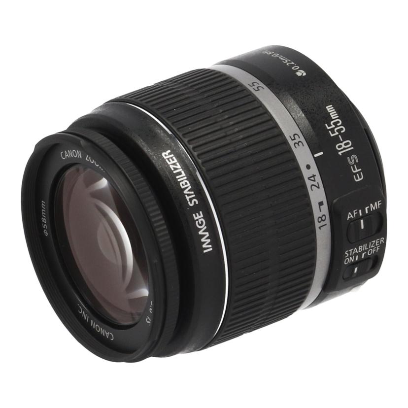 商品説明商品名カメラ関連メーカーCanon型番EF-S18-55mm F3.5-5.6 IS製造No4432580848コンディションランクBランク/スレ、汚れなど使用感はありますが、通常使用に問題のない状態です。付属品付属品の有無/無　内容は画像で確認ください。状態詳細EF-S18-55mm F3.5-5.6 IS 内部小ゴミあり商品についてこの商品は千葉NT店で取り扱いをしております。商品の詳しい状態や情報については、店舗へお気軽にお問い合わせくださいませ。1.中古品になりますので動作確認は行っておりますが、バッテリー等の消耗品や商品の細かい動作状況に関しましては、測定器等での正確な測定は行っていないため、商品によっては細かな調整が必要な場合があります。また、新品購入時に受けられる保証やユーザー登録等のメーカーサイトサービスについては、受けられない可能性がありますので予めご了承ください。2.商品発送につきましては、梱包サイズの3辺合計160cm以上、もしくは25kgを超える場合は時間指定が出来ませんのでご了承ください。3.掲載商品は、当社が運営する実店舗でも並行販売もしております。そのため、ご注文できた場合でも在庫確認のタイムラグにより商品が欠品する場合がございます。在庫状況については細心の注意を払っておりますが、万が一売り違い等が発生した場合はご購入をキャンセルとさせていただく場合がございます。ご注文については、当店からの【ご注文ありがとうございます】メールが送信された時点で確定とさせていただきます。常に最新の在庫をご案内するよう心掛けておりますが、ご理解くださいますようお願い申しあげます。4.中古品の特性上、展示・保管状態により写真には見られない多少のスレや傷などが発生する場合がございます。商品状態は1点1点、傷・汚れなどの状態チェックをし、状態の記載と画像の記載を心がけておりますが、細かい部分の見落としや、目に見えない部分の劣化が進行している場合も考えれられます。その旨ご理解いただき、ご購入を検討下さいますようお願い申し上げます。中古 交換レンズ/18−55mmCanon/キヤノンEF-S18-55mm F3.5-5.6 ISコンデションランク【B】https://image.rakuten.co.jp/digirex/cabinet/6457/17/103