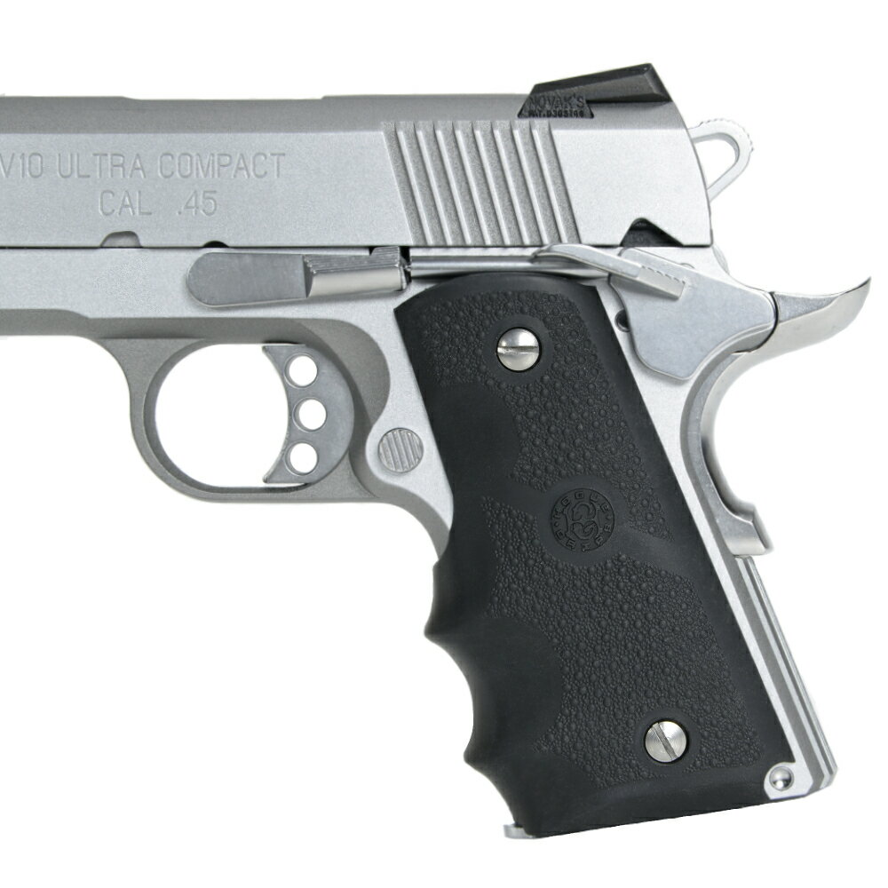 HOGUE ガングリップ Springfield Armory V10ウルトラコンパクト対応 ラバー製 フィンガーグルーブ付き [ ブラック ] コルトオフィサーズ用 ラバーグリップ ハンドガン カスタムパーツ カスタムグリップ ハンドガングリップ 銃把 握把 拳銃グリップ(3)