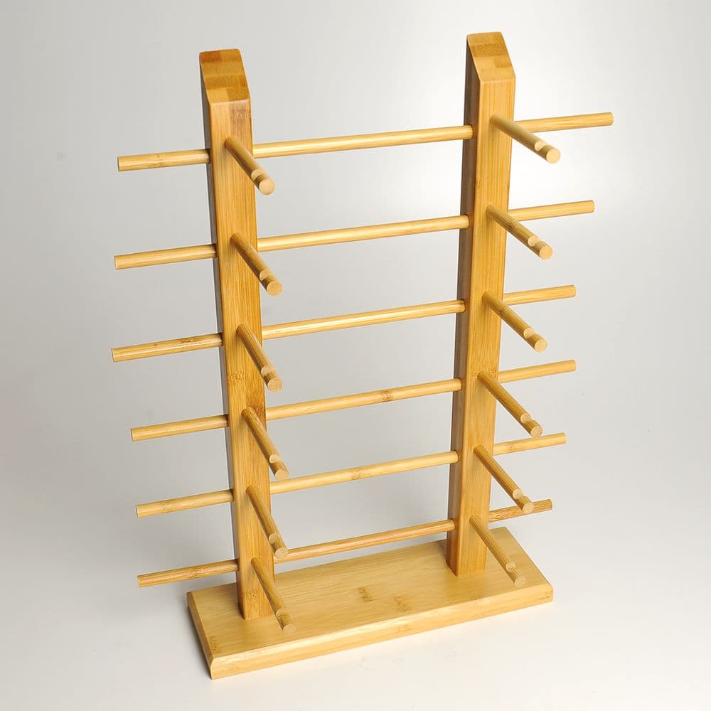 サングラススタンド 竹集成材 2柱 ディスプレイスタンド 店舗用品 [ 6段 ] サングラスディスプレイ 竹..