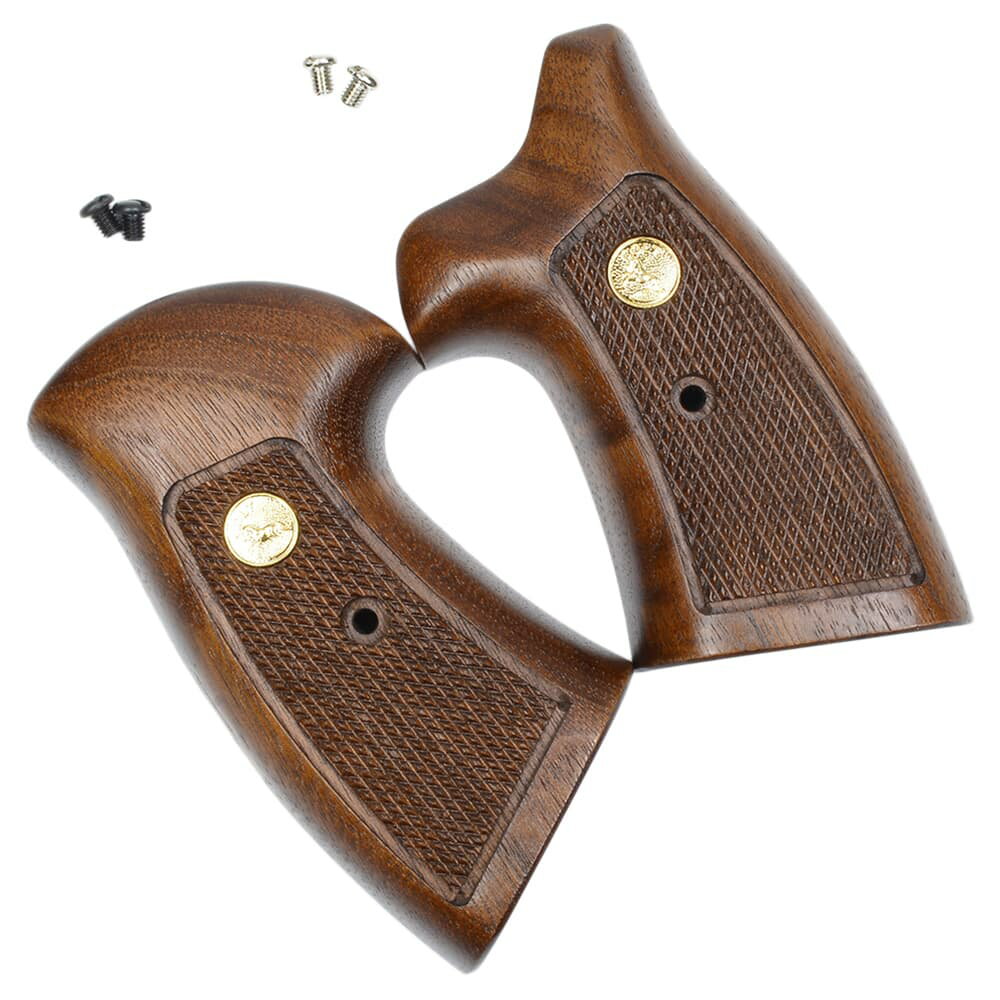 マルシン ガングリップ ANACONDAシリーズ共通 チェッカー木製グリップ メダリオン付 COLT アナコンダ対..