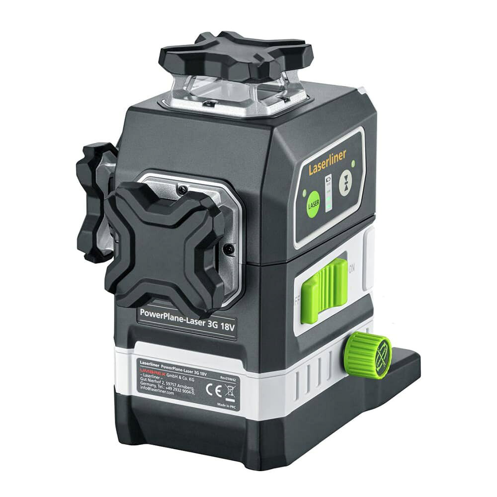 ウマレックス レーザーライナー PowerPlane-Laser 3G Multi18V電池対応の3Dレーザー墨出し器ワルサー社をグループに持つ、UMAREX（ウマレックス）の建築向け小型機器を開発する、LASERLINER（レーザーライナー）ブランド。主要メーカーの18V電動工具バッテリーを活用でき、水平1面と垂直2面の360度グリーンレーザーを投影するレーザー墨出し器、PowerPlane-Laser 3G Multi-18V （パワープレーンレーザー3Gマルチ18V）です 。515nmの高輝度グリーンレーザーを採用。3つのレーザーラインはそれぞれ個別にオン・オフできます。自動整準範囲は水平プラスマイナス3.5度で、電源を入れてから約3秒で整準。測定精度はプラスマイナス0.2mm/m、照射距離は最大60mです。本体横の調整つまみを使用するマイクロコントロール機能を搭載。床と天井の基準点を維持したまま、垂直レーザーラインの向きを細かく調整できます。スロープモードを備えており、自動整準をロックすることで階段やスロープなどの傾斜した基準線も投影可能です。標準付属のマグネット式クランプ＆ウォールブラケットを使用することで、磁性金属面や軽量鉄骨下地などへ設置可能。三脚を使用する場合は1/4インチと5/8インチの両方に対応します。2Ahバッテリー使用時は約10時間、4Ahでは約20時間の連続使用が可能。USB Type-C端子からのDC5V/2A給電にも対応しています。※18Vバッテリーは付属しません。この商品はメーカー直送品のため、代金引き換えができません。※製品の仕様、外観はメーカーより予告なく変更されますので、気になる点や、詳細はメールで別途お問合わせください。PC・モニタの環境で色が実物と多少異なる場合があります。布製品などは個体差があり、寸法に誤差が多少ありますので、ご了承くださいませ。※こちらの商品はお取り寄せ商品になります。メーカーに在庫確認後、ご連絡差し上げますのでご注意ください。またご注文前に下記を必ずご確認ください。・支払方法で代金引換を承る事はできませんので代金引換以外のお支払方法をご選択ください。・お客様都合による返品交換・商品手配後のキャンセルはできませんのでご了承下さい。レーザー墨出し器の詳細自動整準範囲±3.5°(水平)サイズ約W12cm × D16cm × H14cm防水規格IP54 （全ての方向から水滴の侵入を防ぐ）UMAREX(ウマレックス)は、1972年にドイツ アルンスベルクに設立された会社で、実銃やエアガンやナイフの他に数々の計測機器も取り扱っています。特に海外での実銃ブランドの商標をトイガン用に所有しており、ワルサーやH&K、S&Wなどのトイガンを多数販売しています。[UMAREX/ウマレックス]UMAREXの商品一覧[2851][d01311355285100000000][00UMX] レプマート repmart 激安通販 激安販売狩猟・アウトドア ＞ 精密機器 ＞ その他計測用品取り扱いブランド ＞ 《ア》行 ＞ 《ウ》で始まるブランド ＞ UMAREX新着アイテム ＞ 新着アイテム 2026年 ＞ 10月 新入荷[ウマレックス]狩猟 アウトドア [精密機器/その他計測用品]【UMAREX Laserliner レーザー墨出し器 パワープレーンレーザー3Gマルチ18V ボッシュ用バッテリーアダプタセット】ワルサー社をグループに持つ、UMAREX（ウマレックス）の建築向け小型機器を開発する、LASERLINER（レーザーライナー）ブランド。主要メーカーの18V電動工具バッテリーを活用でき、水平1面と垂直2面の360度グリーンレーザーを投影するレーザー墨出し器、PowerPlane-Laser 3G Multi-18V （パワープレーンレーザー3Gマルチ18V）です 。515nmの高輝度グリーンレーザーを採用。3つのレーザーラインはそれぞれ個別にオン・オフできます。自動整準範囲は水平プラスマイナス3.5度で、電源を入れてから約3秒で整準。測定精度はプラスマイナス0.2mm/m、照射距離は最大60mです。本体横の調整つまみを使用するマイクロコントロール機能を搭載。床と天井の基準点を維持したまま、垂直レーザーラインの向きを細かく調整できます。スロープモードを備えており、自動整準をロックすることで階段やスロープなどの傾斜した基準線も投影可能です。標準付属のマグネット式クランプ＆ウォールブラケットを使用することで、磁性金属面や軽量鉄骨下地などへ設置可能。三脚を使用する場合は1/4インチと5/8インチの両方に対応します。2Ahバッテリー使用時は約10時間、4Ahでは約20時間の連続使用が可能。USB Type-C端子からのDC5V/2A給電にも対応しています。※18Vバッテリーは付属しません。この商品はメーカー直送品のため、代金引き換えができません。狩猟・アウトドア ＞ 精密機器 ＞ その他計測用品取り扱いブランド ＞ 《ア》行 ＞ 《ウ》で始まるブランド ＞ UMAREX新着アイテム ＞ 新着アイテム 2026年 ＞ 10月 新入荷&nbsp;