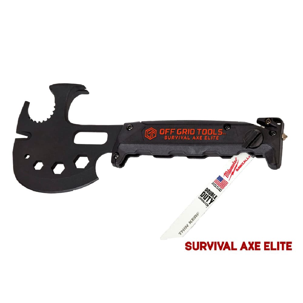 OFF GRID TOOLS 手斧 Survival Axe ELITE マルチツール機能搭載 [ レッド ] オフリッドツール サバイバルアックス ノコギリ 工具 マルチ機能 キャンプ アウトドア おの オノ アックス ハンドアックス トマホーク 手打ち斧 薪割り斧 薪割り用斧 キャンプアックス ハチェット 3