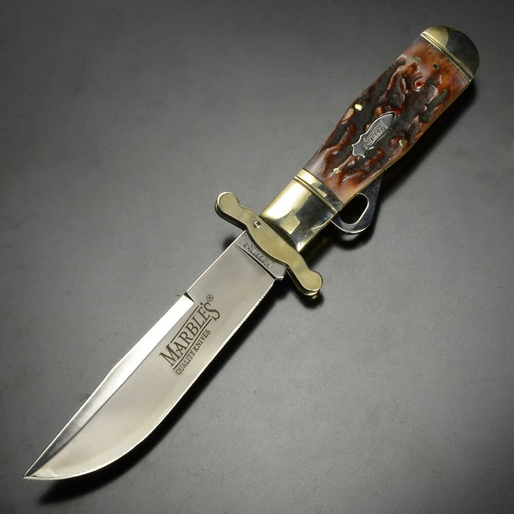 MARBLES 折りたたみナイフ Safety Folder スタッグボーンハンドル MR204 マーブルス マーブルズ登山 魚..