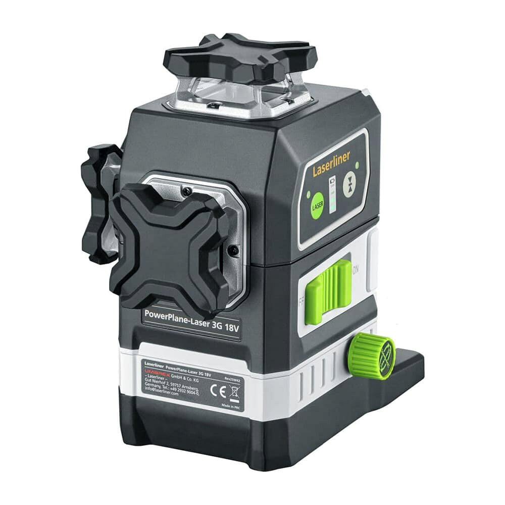 ウマレックス レーザーライナー PowerPlane-Laser 3G Multi18V電池対応の3Dレーザー墨出し器ワルサー社をグループに持つ、UMAREX（ウマレックス）の建築向け小型機器を開発する、LASERLINER（レーザーライナー）ブランド。主要メーカーの18V電動工具バッテリーを活用でき、水平1面と垂直2面の360度グリーンレーザーを投影するレーザー墨出し器、PowerPlane-Laser 3G Multi-18V （パワープレーンレーザー3Gマルチ18V）です 。515nmの高輝度グリーンレーザーを採用。3つのレーザーラインはそれぞれ個別にオン・オフできます。自動整準範囲は水平プラスマイナス3.5度で、電源を入れてから約3秒で整準。測定精度はプラスマイナス0.2mm/m、照射距離は最大60mです。本体横の調整つまみを使用するマイクロコントロール機能を搭載。床と天井の基準点を維持したまま、垂直レーザーラインの向きを細かく調整できます。スロープモードを備えており、自動整準をロックすることで階段やスロープなどの傾斜した基準線も投影可能です。標準付属のマグネット式クランプ＆ウォールブラケットを使用することで、磁性金属面や軽量鉄骨下地などへ設置可能。三脚を使用する場合は1/4インチと5/8インチの両方に対応します。2Ahバッテリー使用時は約10時間、4Ahでは約20時間の連続使用が可能。USB Type-C端子からのDC5V/2A給電にも対応しています。※18Vバッテリーは付属しません。この商品はメーカー直送品のため、代金引き換えができません。※製品の仕様、外観はメーカーより予告なく変更されますので、気になる点や、詳細はメールで別途お問合わせください。PC・モニタの環境で色が実物と多少異なる場合があります。布製品などは個体差があり、寸法に誤差が多少ありますので、ご了承くださいませ。※こちらの商品はお取り寄せ商品になります。メーカーに在庫確認後、ご連絡差し上げますのでご注意ください。またご注文前に下記を必ずご確認ください。・支払方法で代金引換を承る事はできませんので代金引換以外のお支払方法をご選択ください。・お客様都合による返品交換・商品手配後のキャンセルはできませんのでご了承下さい。レーザー墨出し器の詳細自動整準範囲±3.5°(水平)サイズ約W12cm × D16cm × H14cm防水規格IP54 （全ての方向から水滴の侵入を防ぐ）UMAREX(ウマレックス)は、1972年にドイツ アルンスベルクに設立された会社で、実銃やエアガンやナイフの他に数々の計測機器も取り扱っています。特に海外での実銃ブランドの商標をトイガン用に所有しており、ワルサーやH&K、S&Wなどのトイガンを多数販売しています。[UMAREX/ウマレックス]UMAREXの商品一覧[2851][d01311355285100000000][00UMX] レプマート repmart 激安通販 激安販売狩猟・アウトドア ＞ 精密機器 ＞ その他計測用品取り扱いブランド ＞ 《ア》行 ＞ 《ウ》で始まるブランド ＞ UMAREX新着アイテム ＞ 新着アイテム 2026年 ＞ 10月 新入荷[ウマレックス]狩猟 アウトドア [精密機器/その他計測用品]【UMAREX Laserliner レーザー墨出し器 パワープレーンレーザー3Gマルチ18V メタボ用バッテリーアダプタセット】ワルサー社をグループに持つ、UMAREX（ウマレックス）の建築向け小型機器を開発する、LASERLINER（レーザーライナー）ブランド。主要メーカーの18V電動工具バッテリーを活用でき、水平1面と垂直2面の360度グリーンレーザーを投影するレーザー墨出し器、PowerPlane-Laser 3G Multi-18V （パワープレーンレーザー3Gマルチ18V）です 。515nmの高輝度グリーンレーザーを採用。3つのレーザーラインはそれぞれ個別にオン・オフできます。自動整準範囲は水平プラスマイナス3.5度で、電源を入れてから約3秒で整準。測定精度はプラスマイナス0.2mm/m、照射距離は最大60mです。本体横の調整つまみを使用するマイクロコントロール機能を搭載。床と天井の基準点を維持したまま、垂直レーザーラインの向きを細かく調整できます。スロープモードを備えており、自動整準をロックすることで階段やスロープなどの傾斜した基準線も投影可能です。標準付属のマグネット式クランプ＆ウォールブラケットを使用することで、磁性金属面や軽量鉄骨下地などへ設置可能。三脚を使用する場合は1/4インチと5/8インチの両方に対応します。2Ahバッテリー使用時は約10時間、4Ahでは約20時間の連続使用が可能。USB Type-C端子からのDC5V/2A給電にも対応しています。※18Vバッテリーは付属しません。この商品はメーカー直送品のため、代金引き換えができません。狩猟・アウトドア ＞ 精密機器 ＞ その他計測用品取り扱いブランド ＞ 《ア》行 ＞ 《ウ》で始まるブランド ＞ UMAREX新着アイテム ＞ 新着アイテム 2026年 ＞ 10月 新入荷&nbsp;