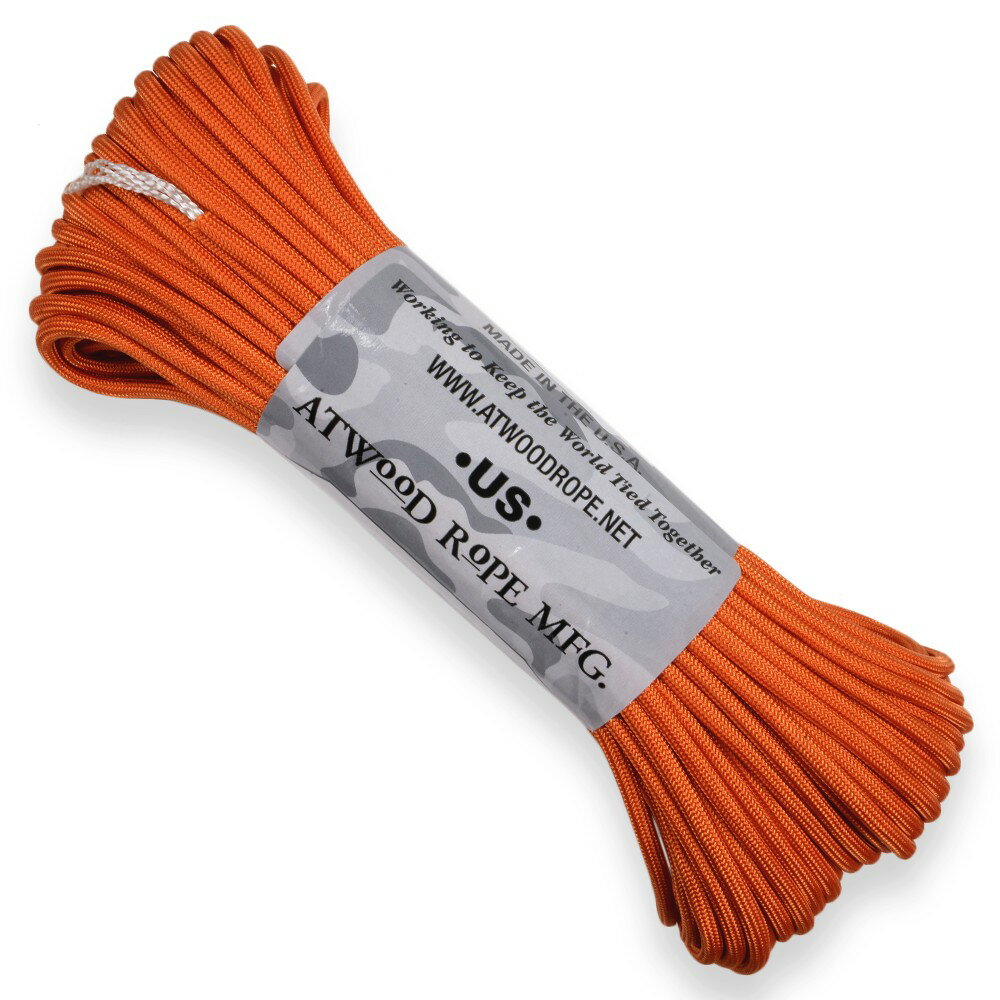 ATWOOD ROPE 550パラコード タイプ3 バーントオレンジ [ 30m ] アトウッドロープ Burnt Orange 橙色 ロープ パラシュートコード 綱 靴紐 靴ひも シューレース 防災 550コード ナイロンコード 紐 ひも