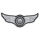 ミリタリーパッチ Winged Wheel アイロンシート付 ホワイト ミリタリーワッペン アップリケ バイカーパッチ バイカーワッペン オレンジ バイク スリーブバッジ