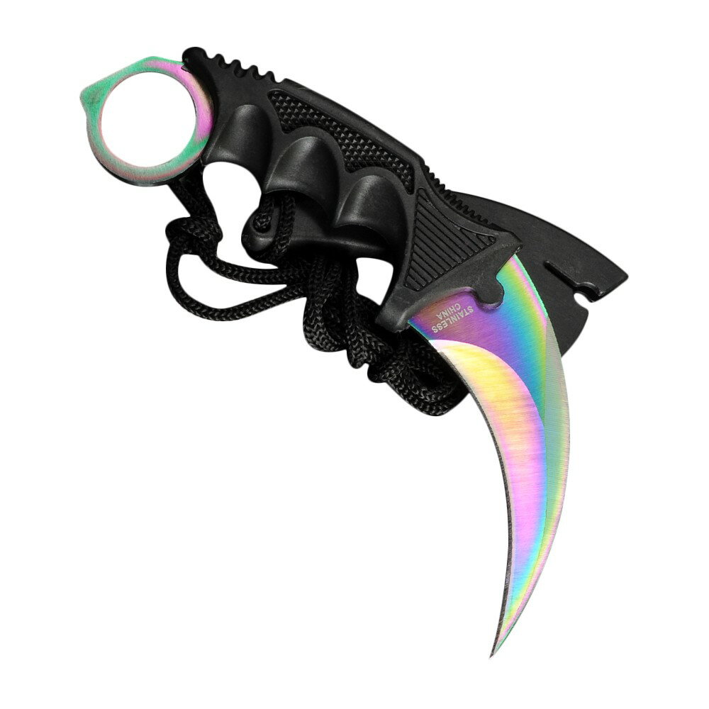 カランビット ネックナイフ スペクトル仕上 ステンレス鋼 鎌 鉤爪 ハンティングナイフ 狩猟 解体用 サバイバルナイフ シースナイフ Rainbow レインボー通販格安セール情報 楽天 通販
