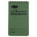 防水メモ帳 ALL WETHER NOTE BOOK サイズ約130×75mm 耐水ペーパー グリーン / 無地 ノート 筆記帳 手帖 備忘録 控帳 手帳