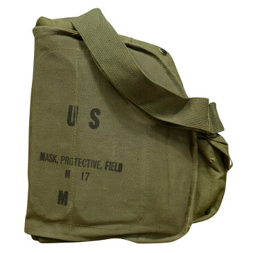 米軍放出品 ガスマスクバッグ M17ガスマスク用 [ Aランク ] 実物 ガスマスクポーチ ショルダーバッグ アメリカ軍 ベトナム戦争 コットン製 軍物 軍払い下げ品