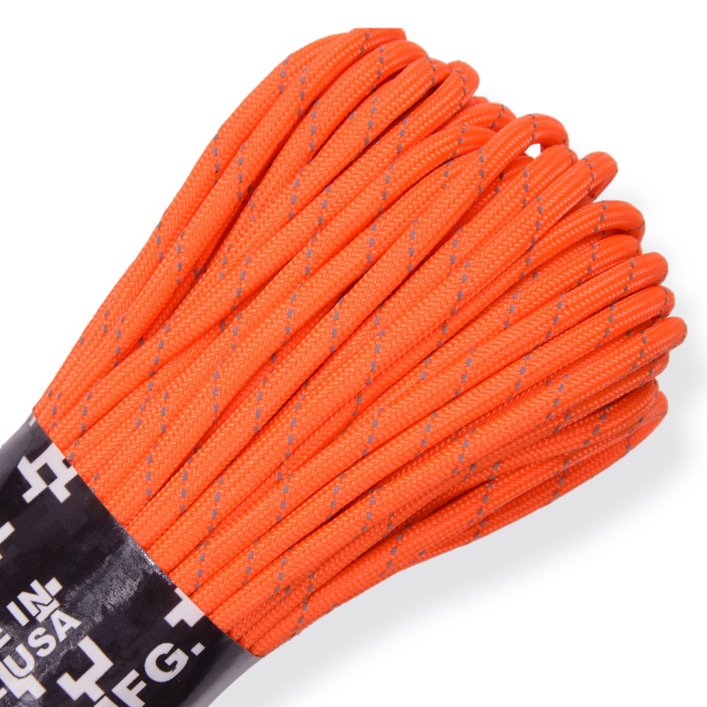 ミリタリーショップ レプマートのATWOOD ROPE 反射材 550パラコード タイプ3 ネオンオレンジ [ 15m ] アトウッドロープ ARM 商用 Reflective Neon Orange 蛍光 橙色 リフレクティブ ロープ パラシュートコード 綱 靴紐 靴ひも シューレース 防災 550コード ナイロンコード 紐 ひも パラコード｜アングル2