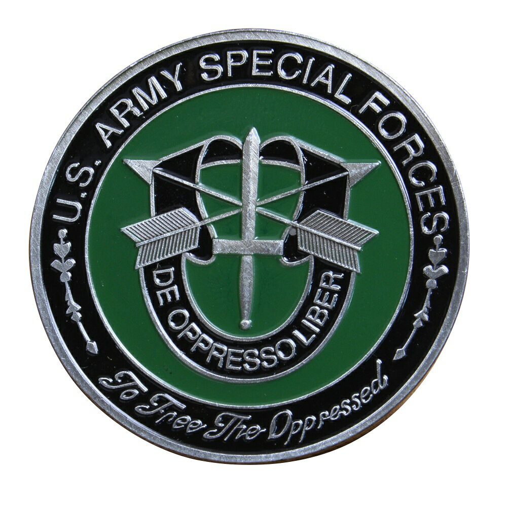 チャレンジコイン 米陸軍特殊部隊 記章 記念メダル Challenge Coin 記念コイン ARMY SPECIAL FORCES グリーンベレー 紋章 鉄 彫刻 円形 透明ケース付き ミリタリーメダル ミリタリーコイン