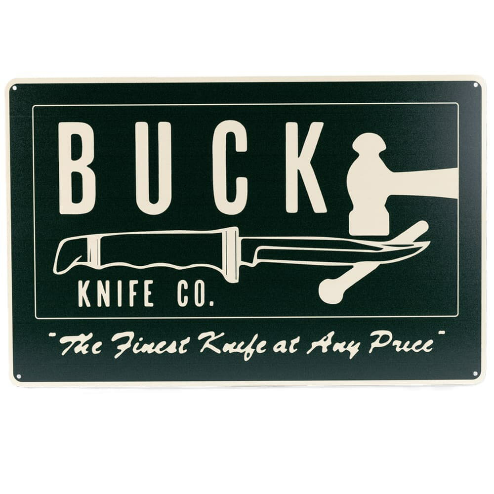 BUCK ブリキ看板 Finest Knives Tin Tacker エンボス加工 BU95305 バックナイフ 壁面インテリア アメリカン雑貨 工業 通販 通信販売 錻力看板 金属看板 鉄板看板 メタルサイン レトロ風 ビンテージ インテリア雑貨 壁掛けインテリア