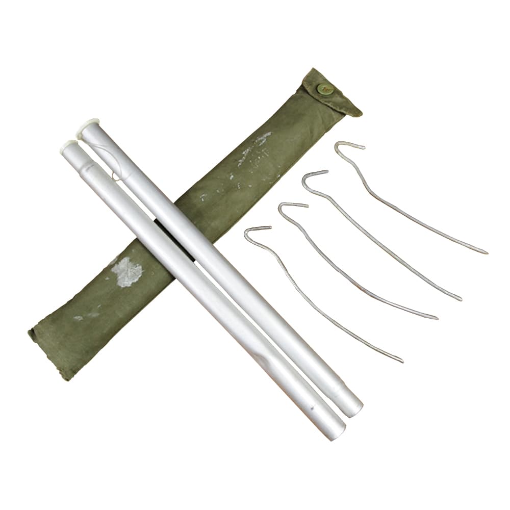 ポーランド軍放出品 テント用ペグ&ポール 収納袋付き 軽量モデル 2つ折りポール [ 難あり ] 軍幕 パッ..