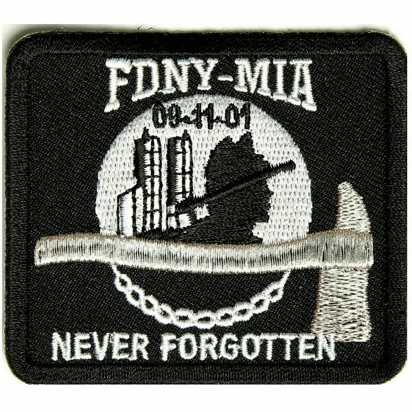 ワッペン FDNY MIA 消防 四角 熱圧着式 9.11 ファイヤーファイター 戦闘中行方不明 | ミリタリーミリタリーパッチ アップリケ 記章 徽章 襟章 肩章 胸章 階級章 ミリタリーワッペン ミリタリーパッチ スリーブバッジ