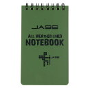 防水メモ帳 ALL WETHER NOTE BOOK サイズ約130×75mm 耐水ペーパー グリーン / JASE ノート 筆記帳 手帖 備忘録 控帳 手帳