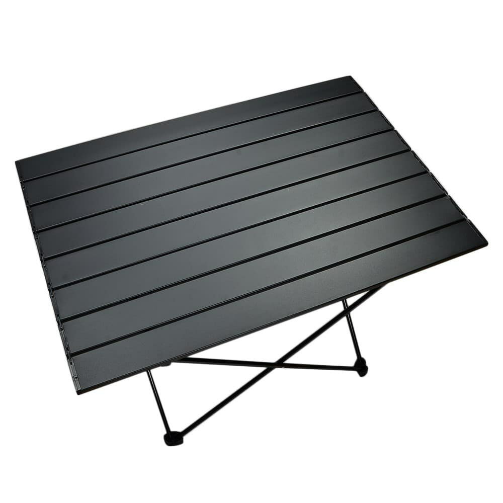 アウトドアテーブル 折り畳み式 アルミ合金 キャンプ BBQ 収納バッグ付き [ ブラック / Lサイズ ] フォ..