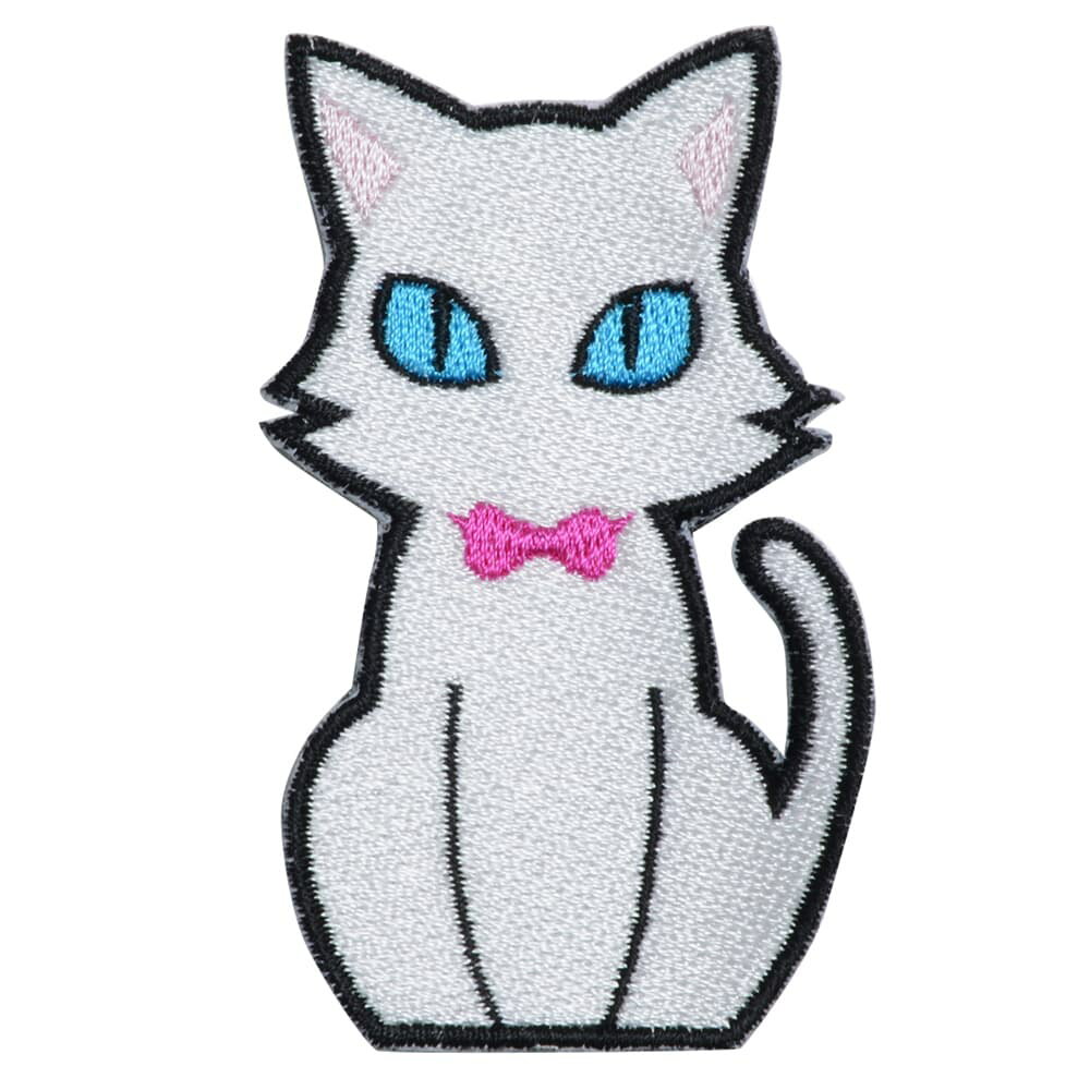 フカヒレ商会 ミリタリーパッチ シンプルねこパッチ [ 白ねこ ] ミリタリーワッペン 猫 ネコ ベルクロ ..