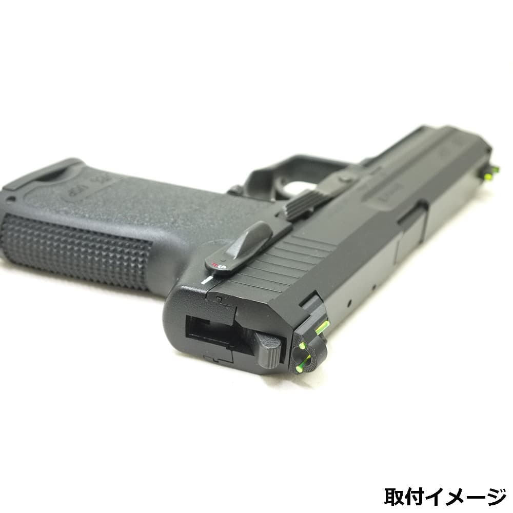 ミリタリーショップ レプマートのF&F サイトセット GBB対応 USP 集光リングファイバーサイト [ USP ] F&Fガンパーツ Flat and Field アイアンサイト 集光サイト フロントサイト リアサイト 照準器 光集光サイト 光吸収サイト 光捕集サイト 光受容サイト 集光ファイバー｜アングル2