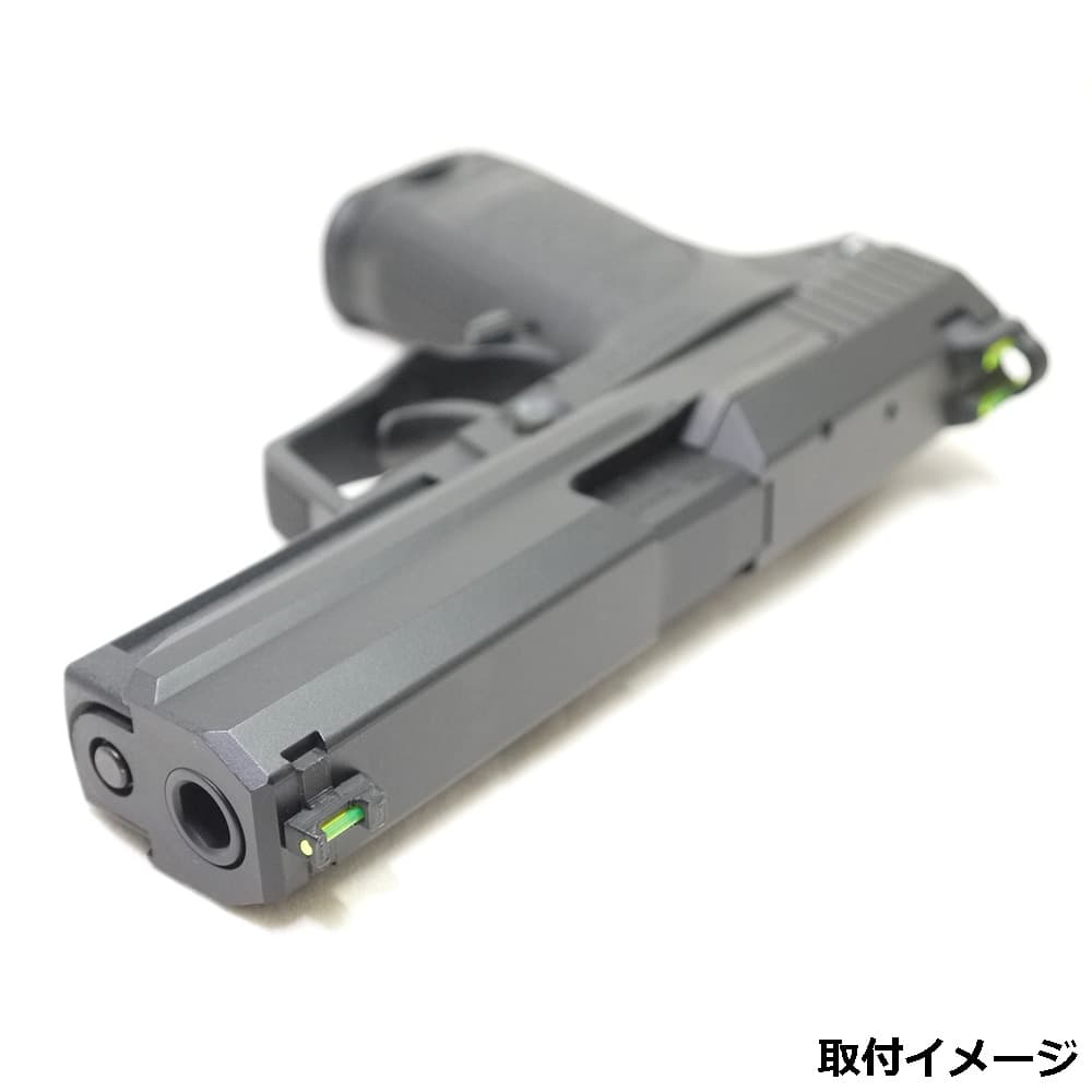 ミリタリーショップ レプマートのF&F サイトセット GBB対応 USP 集光リングファイバーサイト [ USP ] F&Fガンパーツ Flat and Field アイアンサイト 集光サイト フロントサイト リアサイト 照準器 光集光サイト 光吸収サイト 光捕集サイト 光受容サイト 集光ファイバー｜アングル3