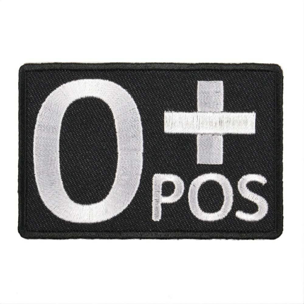 ミリタリーパッチ 血液型 Rh アイロンシート付 [ O+ ] ミリタリーワッペン アップリケ 記章 徽章 襟章 肩章 胸章 階級章 スリーブバッ..