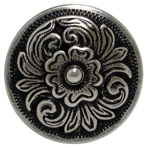 ラウンドコンチョ ディアボロ 花模様 [ 1/2インチ ] レザークラフト資材