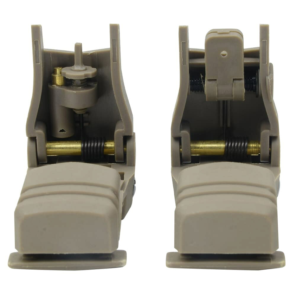 ミリタリーショップ レプマートのFMA フリップアップサイト Flip up Sight フロント&リアセット 20mmレール対応 TB1138 [ デザート ] エフエムエー フリップアップサイトセット アイアンサイト 照星 照門 照準器 フロントサイト リアサイト 金属サイト 鉄サイト｜アングル3