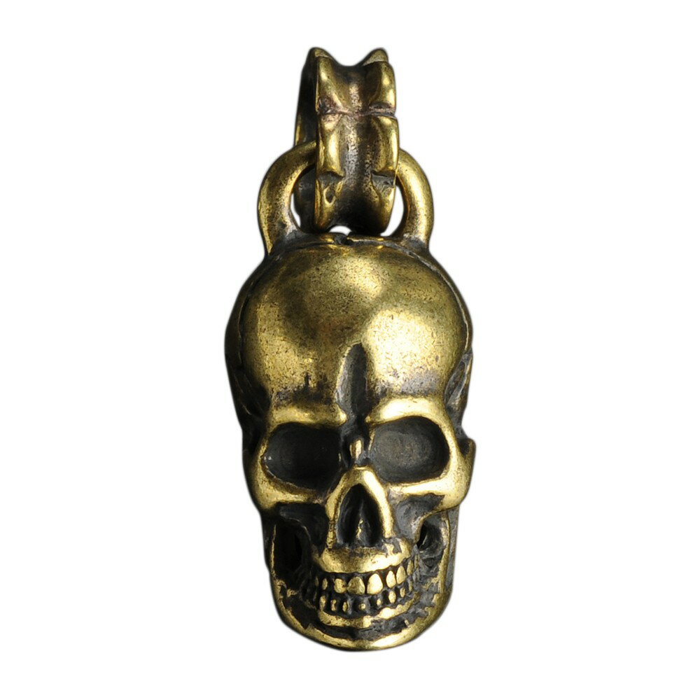 ペンダントトップ 真鍮 スカル バチカン付き ネックレス ドクロ 骸骨 黄銅 ブラスキーホルダー メンズ ..