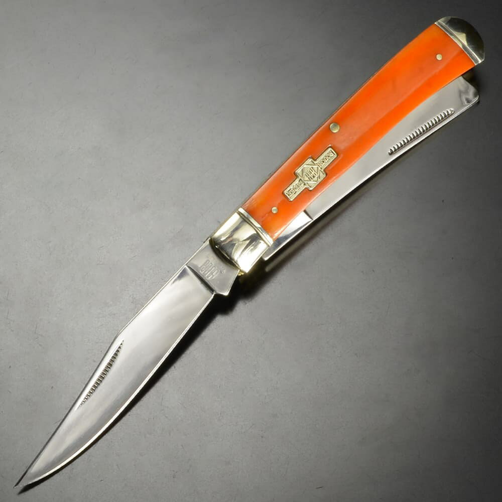 Rough Ryder 折りたたみナイフ Razor Trapper オレンジボーン RR073 オレンジボーンハンドルナイフ ダブルブレードポケットナイフ 折りたたみ式ナイフ 440Aステンレススチールナイフ アウトドア用ナイフ ギフト用ナイフ ラフライダー レーザートラッパー