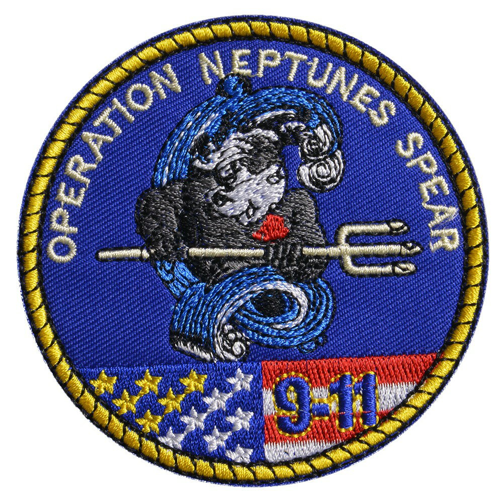 ミリタリーワッペン ネプチューン スピア 9.11ベルクロ ミリタリーパッチ Operation Neptune Spear 海神の槍 星条旗 米海軍 Navy SEALs DECGRU デブグル チーム6 刺繍 アップリケ スリーブバッジ