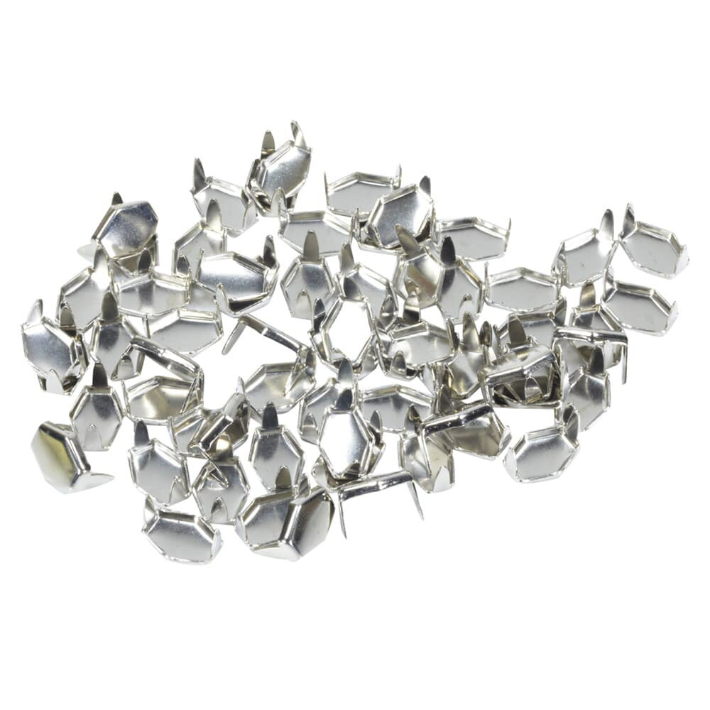 6角平面 スタッズ 2爪 縦13.5mm 横10mm スタンダードリベット ニッケル メッキ スクエア レザークラフト資材 レザークラフト材料 スクエアスタッズ スクエア型スタッズ スクエアリベット スクエア鋲 四角鋲 角型スタッズ 四角スタッズ 角型鋲 スタッド 鋲 びょう リベット