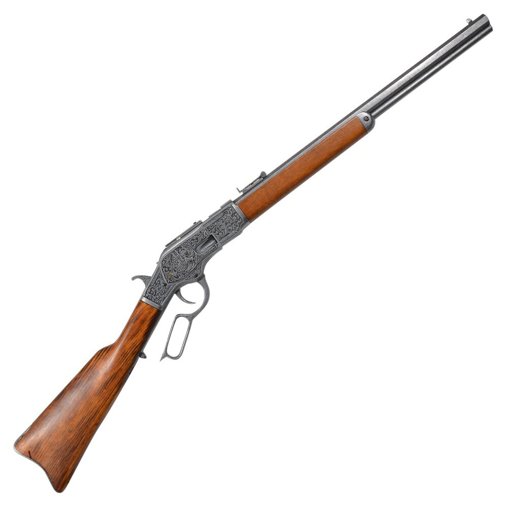 ミリタリーショップ レプマートのDENIX M73カービン 彫刻 ウィンチェスター 装飾銃 モデルガン 1253 G デニックス M1873 Mod.73 carb 古式銃 アンティーク銃 西洋銃 44-40口径 刻印 装飾用長銃 ライフル 火縄銃 モデルライフル レプリカライフル ディスプレイライフル 装飾長銃 レプリカ長銃｜アングル2