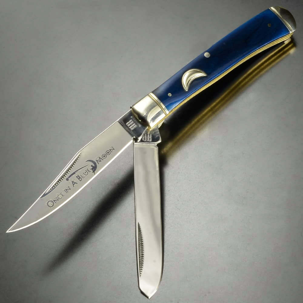 Rough Ryder トラッパー Blue Moon ブルーハンドル RR1194 折りたたみナイフ ダブルブレードナイフ デュアルブレードナイフ 2枚刃ナイフ スプリングバック 後方板バネ スリップジョイント機構 板ばねロック フォールディングナイフ 折畳ナイフ 折畳みナイフ 折畳式ナイフ
