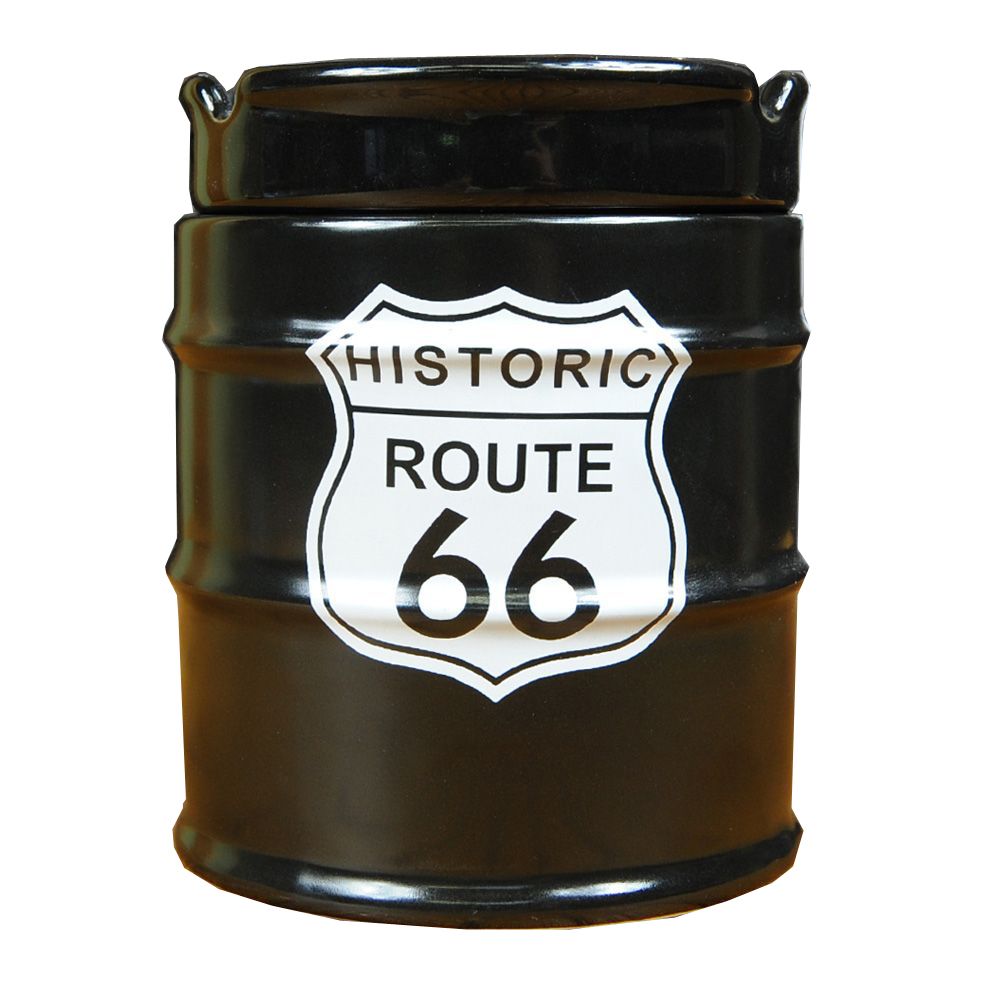 ドラム缶 灰皿 ROUTE66 陶器製 ブラック アシュトレイ アッシュトレイ アッシュトレー 灰ざら