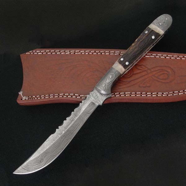 ハンティングナイフ ナバホ ダマスカス鋼 ファイルワーク ナバホハンター シースナイフ | 登山 魚釣り フィッシングナイフ キャンプナイフ アウトドアナイフ 狩猟 サバイバルナイフ 刃物 渓流ナイフ