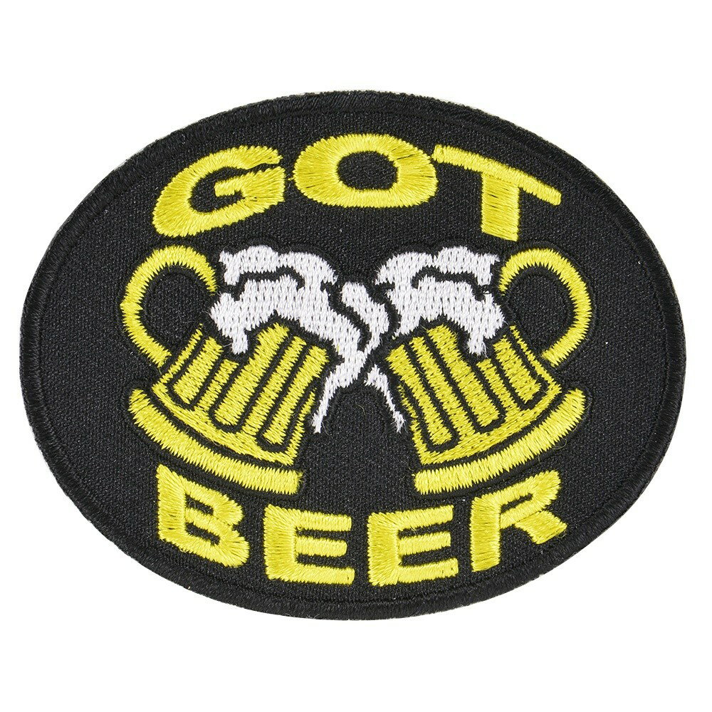 ミリタリーパッチ ビール アイロンシート付 ブラック ミリタリーワッペン アップリケ GOT BEER スリー..