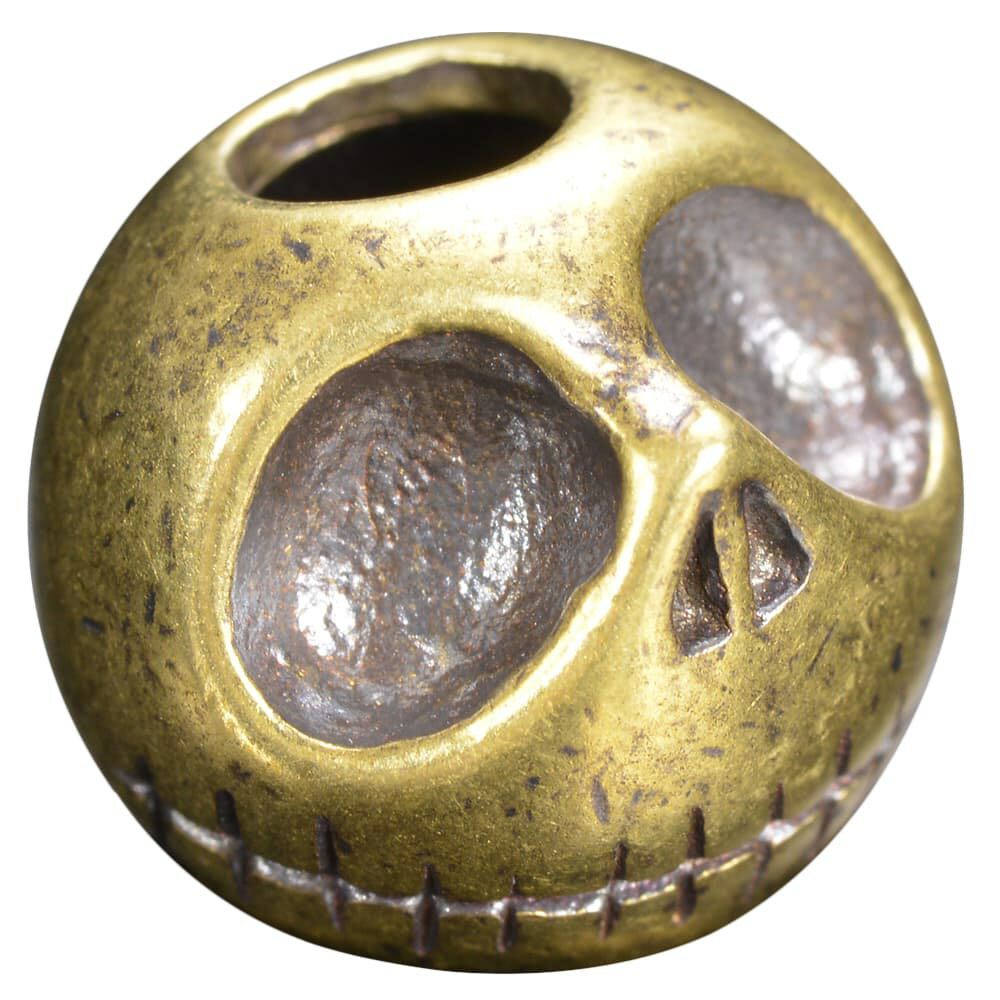 ビーズ 骸骨 ドクロ型 ナイフストラップ用パーツ 装飾品 [ ゴールド ] アクセサリー ブラス 黄銅 ハンドメイド レザークラフト DIY 数珠玉 南京玉 飾り?クラフトビーズ アクセ制作 手芸 パーツ 部品