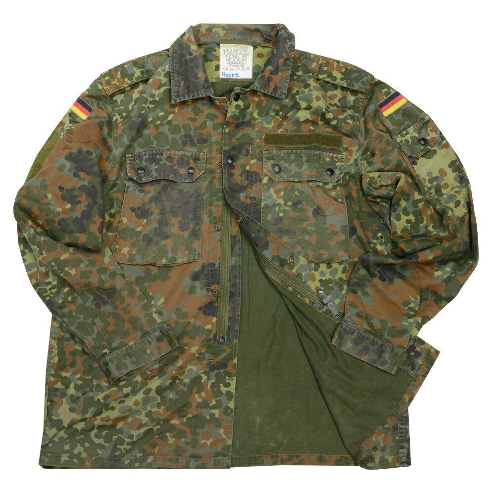ドイツ軍放出品 コンバットジャケット 国旗パッチ付き フレクター迷彩 [ サイズ10 / 難あり ] フィールドジャケット フレックターン迷彩 BDUジャケット 戦闘用ジャケット 戦闘服 軍服 コンバットユニフォーム バトルジャケット バトルユニフォーム 迷彩服 迷彩ジャケット