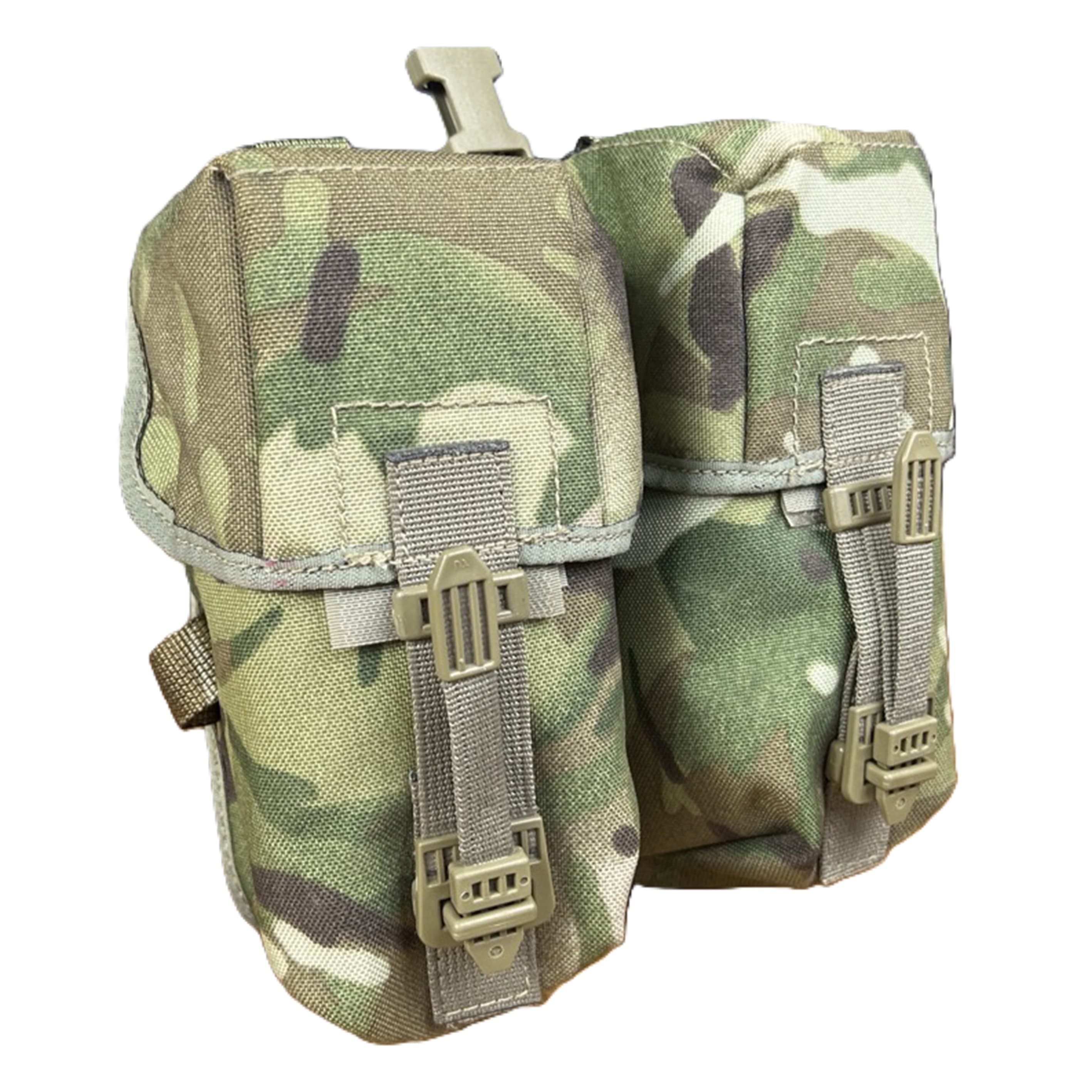 イギリス軍放出品 ダブルマガジンポーチ PLCE装備 ベルクロ式フラップ MTP迷彩 6本収納 [ 可 ] 英国軍 ..