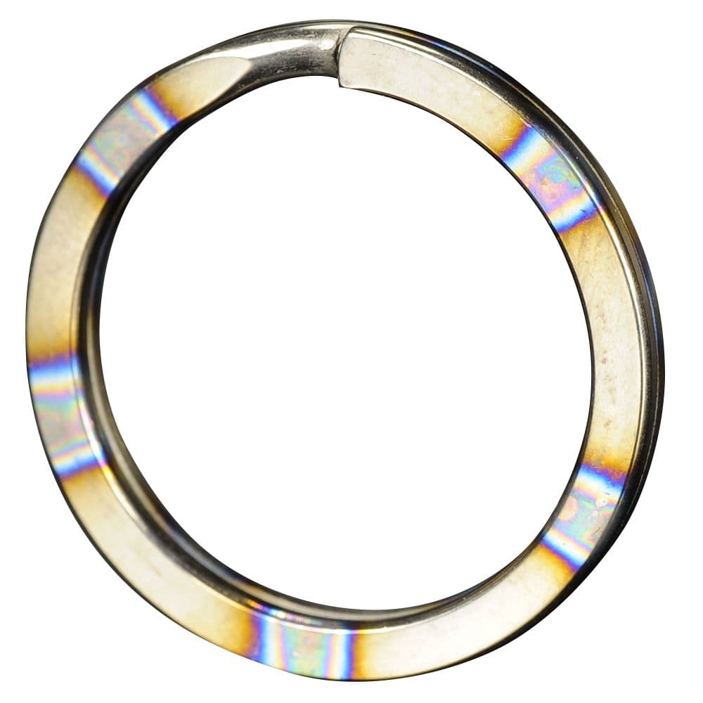 二重リング 平角 ボーダー柄 チタン ハンドクラフト材 [ 25mm ] 二重カン キーリング キーホルダー 二..